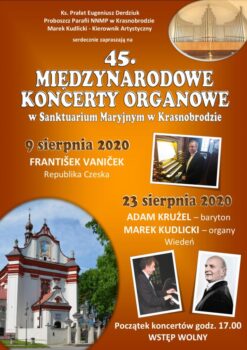 Plakat przedstawiający międzynarodowe koncerty organowe
