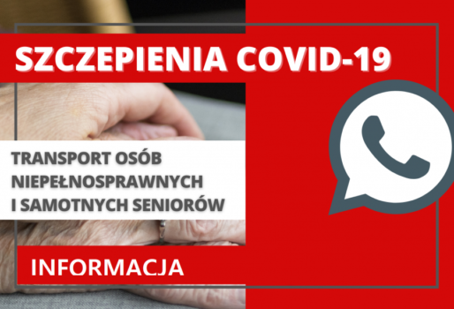 obrazek informacyjny o szczepieniach covid-19, dotyczy transportu osob niepelnosprawnych i samotnych seniorow
